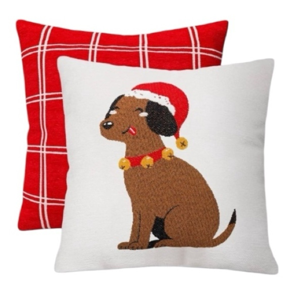 Wondershop Red and White Dog Toss Pillow Set
